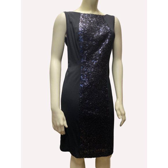 size 10 shift dress Muse black‎ sleeveless sequin detail cocktail party - Picture 1 of 9